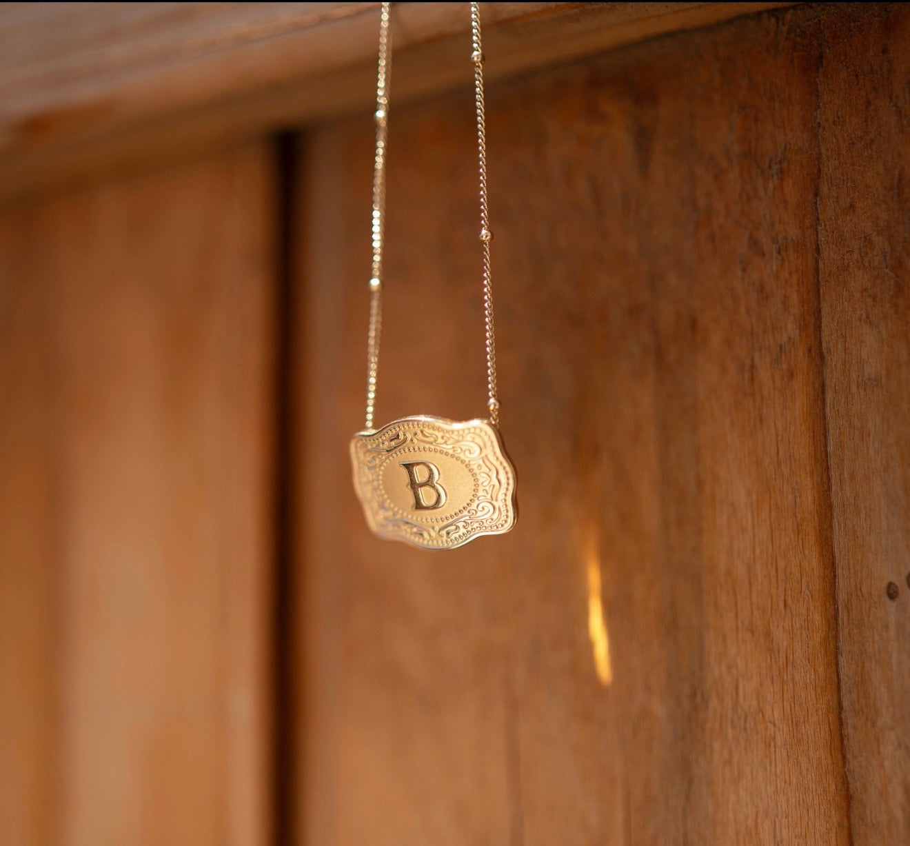 Mini Belt Buckle Initial Necklace